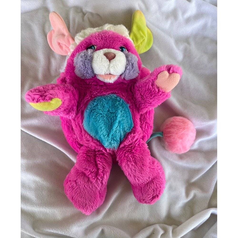 Vintage Popples Party Plush Magenta Pink 1980s Stuffed Animal Toy Pouch Ball
